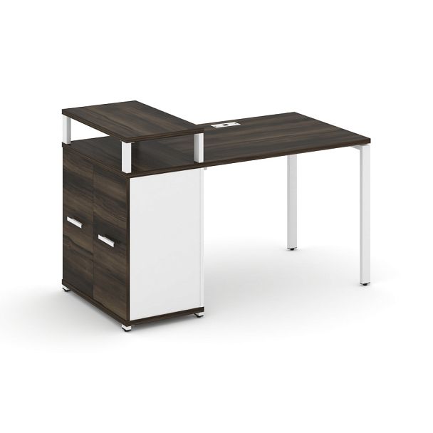 Concept Стол рабочий с опорным распаш. шкафом с верх. горизонтом  CN.SP-221 W Дуб Мали/Белый Бриллиант/Металл Белый 1400*720*917 - Вид 1