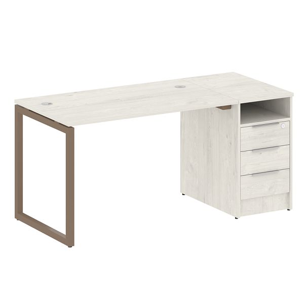 Metal System Quattro Р. ст. с тумбой на О-образном м/к 40БО.РС-СТП-1.2 Дуб наварра/Мокко металл 1612*720*750 - Вид 1