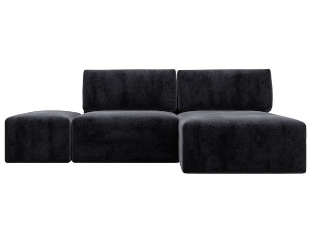 Диван угловой модульный с пуфом Лига-060 НПБ угол универсальный Велюр серый - Вид 1