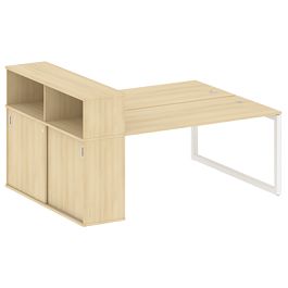 Metal System Quattro Р. ст. с шкафом-купе на О-образном м/к 50БО.РС-СШК-2.4 Т Акация/Белый металл 2010*1475*1098 - Фото предпросмотра