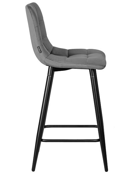 Стул полубарный DOBRIN OLIVIA (черные матовые ножки, темно-серый велюр (108-91)) - Вид 3
