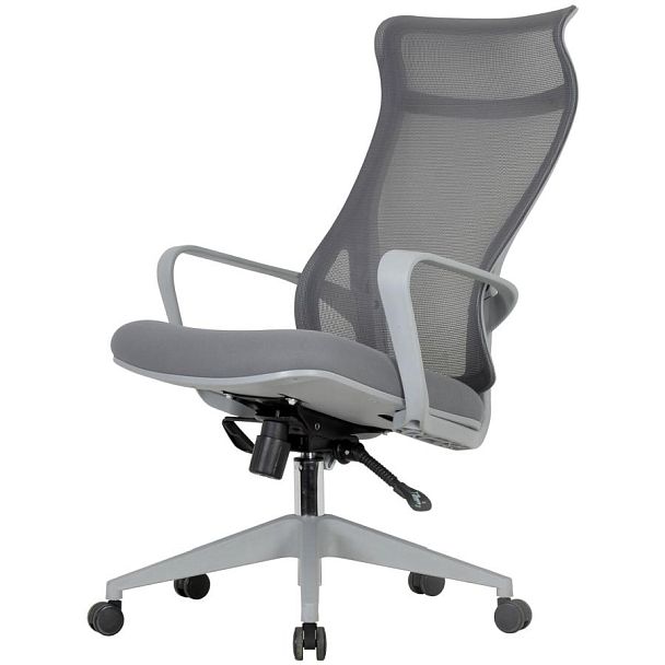 Кресло офисное CHAIRMAN CH 577, эргономичная спинка, серый пластик, сетка/ткань, серое, 7146057 - Вид 6