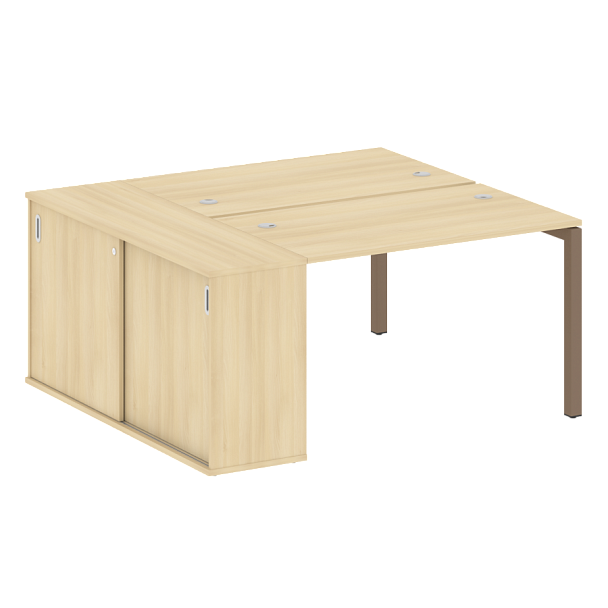 Metal System Quattro Р. ст. с шкафом-купе на П-образном м/к 50БП.РС-СШК-1.2 Т Акация/Мокко металл 1610*1475*750 - Вид 1