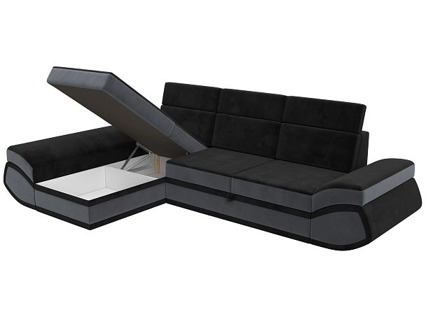 Диван угловой Лига-032 левый угол Велюр черный - Вид 8