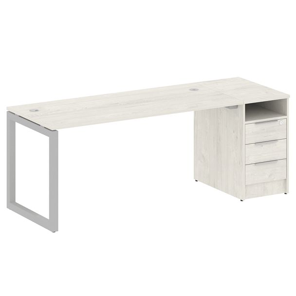 Metal System Quattro Р. ст. с тумбой на О-образном м/к 50БО.РС-СТП-1.4 Дуб наварра/Серый металл 2012*720*750 - Вид 1