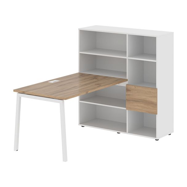 Стол-стеллаж ELRST 1213 Дуб Денвер светлый/Белый/Белый 1790х1250х1355 EDIS - Вид 1