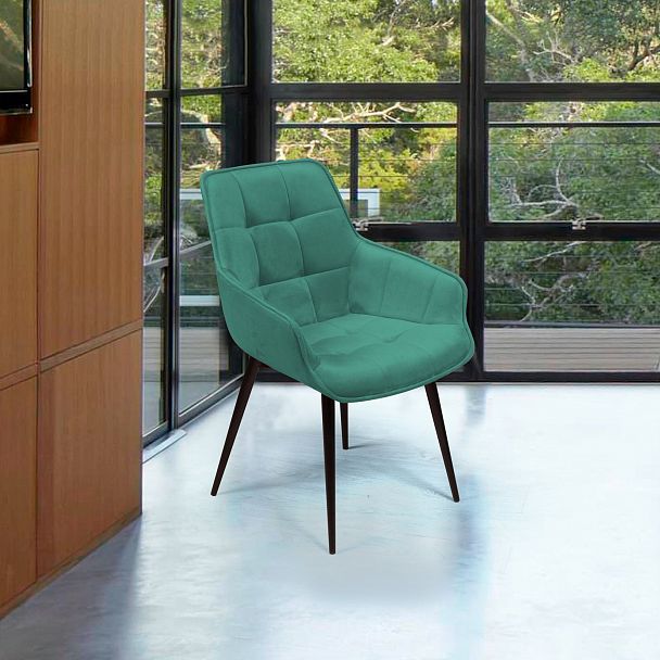 Стул Capri поворотный 90 градусов, функция возврата, антишум бархат зеленый 19/ опора конус - Вид 2