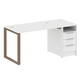 Metal System Р. ст. с тумбой на О-образном м/к БО.РС-СТП-1.2 Белый/Мокко металл 1612*720*750 - Фото предпросмотра