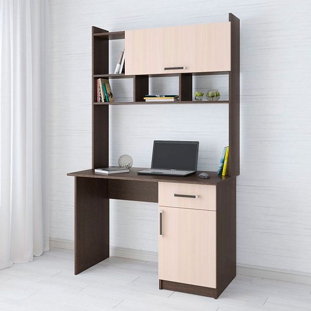 Стол компьютерный Квартет-10 (1880*1118*600) Венге, Дуб молочный - Вид 1