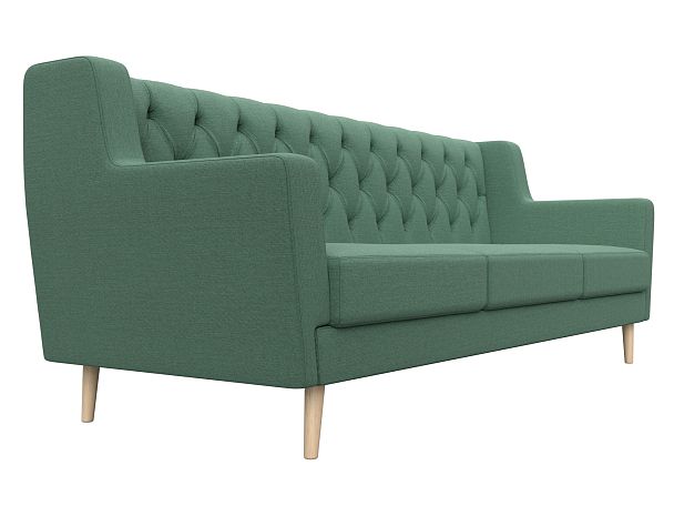 Диван кухонный прямой Брайтон 3 Люкс Рогожка зеленый - Вид 3