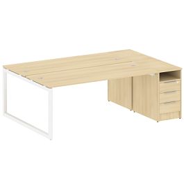 Metal System Quattro Р. ст. с тумбой на О-образном м/к 50БО.РС-СТП-2.5 Акация/Белый металл 2212*1475*750 - Фото предпросмотра