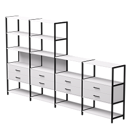 Набор стеллажных систем №13 Everprof EVO 3245x385x1840 Белый/Черный - Фото предпросмотра