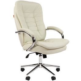 Кресло CHAIRMAN 795, натуральная кожа/экокожа, белый - Фото предпросмотра