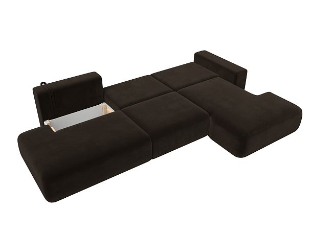 Диван угловой Лига-036 Модерн Лонг правый угол Микровельвет коричневый - Вид 9