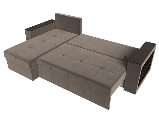 Диван угловой Дубай Лайт угол левый (полностью велюр коричневый) - Вид 9