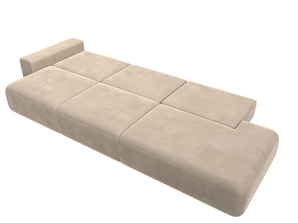 Диван прямой Лига-036 Модерн Лонг подлокотник слева Велюр бежевый - Вид 10