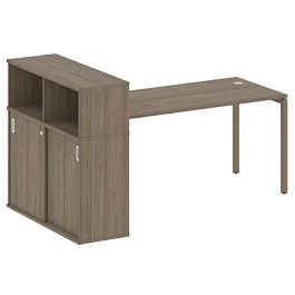 Metal System Quattro Стол письменный с шкафом-купе на П-образном м/к 40БП.РС-СШК-3.4 Т Вяз/Мокко металл 2010*1120*1098 - Фото предпросмотра