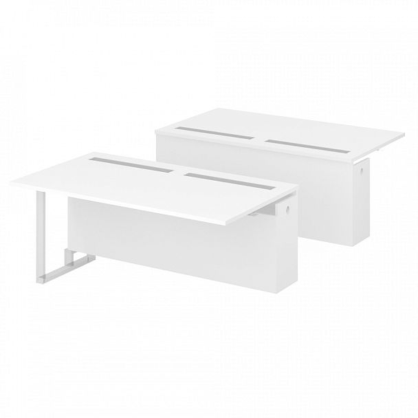 Комплект центральных модулей переговорного стола на промежуточных опорах "Компьютерные столы"  ПК-ФРМ-СТГ160Х90/Ц-В2-76 белый - Вид 1