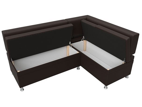 Кухонный уголок Стайл правый (полностью экокожа коричневая) - Вид 7