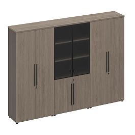 Шкаф комбинированный (одежда-стекло-закрытый) U.RUS РС 326 ДЧ/ЛС дуб виченца/лава серая - Фото предпросмотра