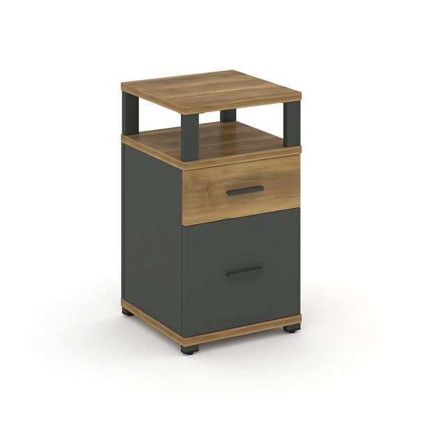 Concept Тумба приставная 1 ящ.+1 распаш. фасад с надставкой CN.TUP-006 W Сандал Янтарный/Антрацит/Металл Антрацит 420*420*750 - Вид 1