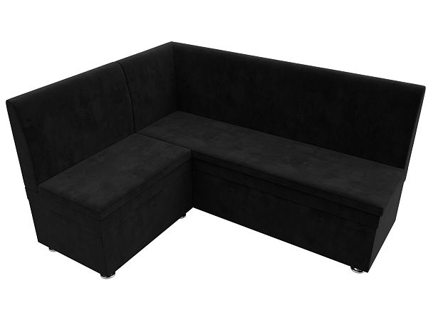 Кухонный угловой диван Уют левый (полностью велюр черный) - Вид 5