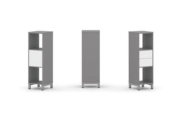Стайл Проджект Набор стеллажа одностороннего, 3 яруса SN.NS-311 Серый Пепел/Белый/Металл Серый 387*4 - Вид 1