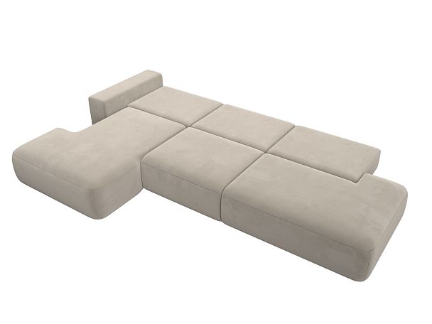 Диван угловой Лига-036 Модерн Лонг левый угол Микровельвет бежевый - Вид 10