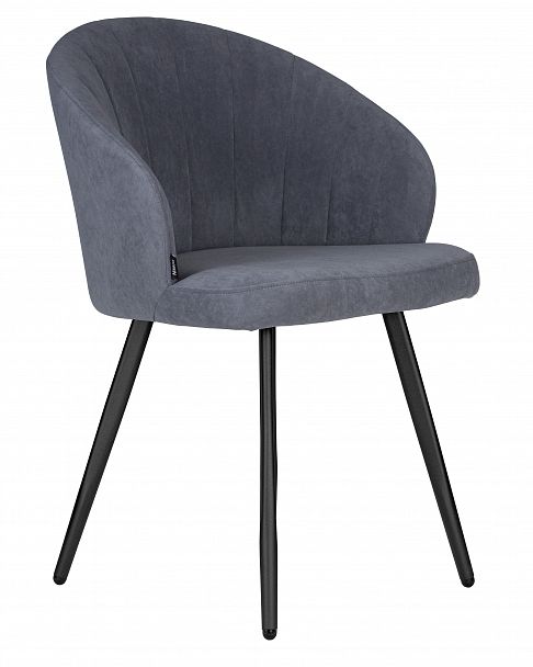 Стул обеденный DOBRIN NAOMI (ЭМАЛЬ ЧЕРНЫЙ МУАР велюр Catania Steel) - Вид 2