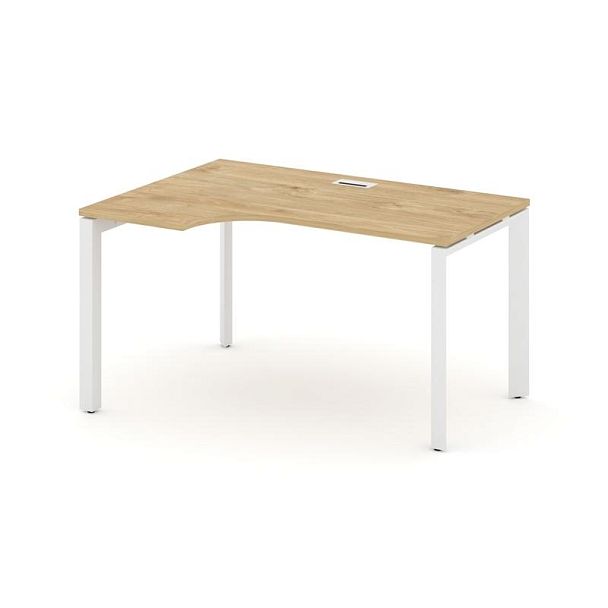 Style Project Next Стол рабочий эргономичный SN-59P.SPA-001(L) Тиквуд Светлый/Металл Белый/Белый Заглушка 1380*600/980*750 - Вид 1