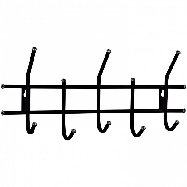 Вешалка настенная "Стандарт 2/5", 260х550х110 мм, 5 крючков, металл, черная - Вид 2