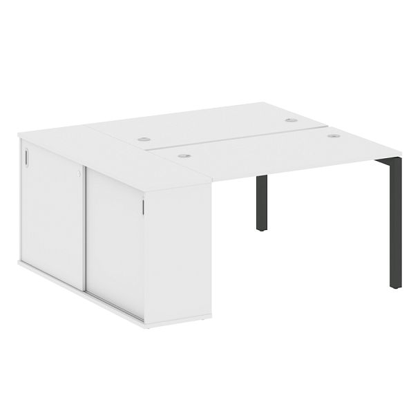 Metal System Quattro Р. ст. с шкафом-купе на П-образном м/к 50БП.РС-СШК-1.2 Т Белый/Антрацит металл 1610*1475*750 - Вид 1