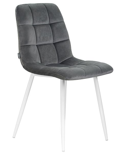 Стул обеденный DOBRIN ALEX (белые ножки, темно-серый велюр V108-91) - Вид 2