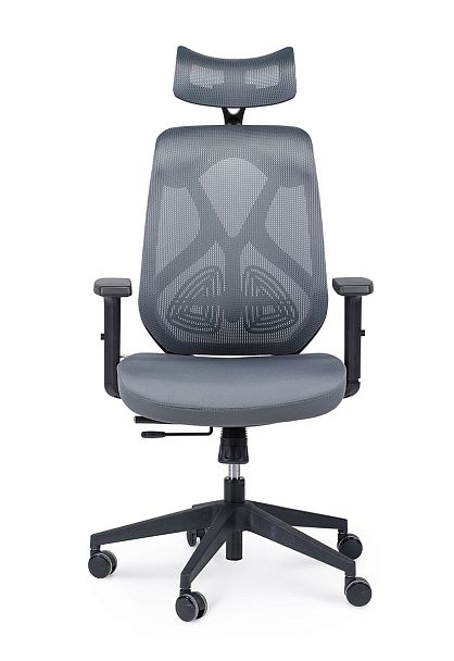 Кресло офисное Имидж / черный пластик / серая сетка / серая ткань - Вид 2