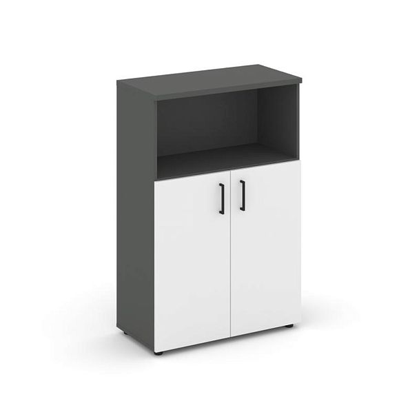 Style Project Шкаф средний широкий SN.STS.E-201 Антрацит/Антрацит/Белый/Черный Ручки 796*400*1203 - Вид 1