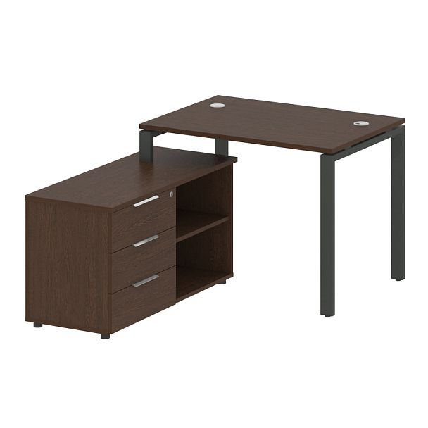 Metal System Р. ст. с тумбой на П-образном м/к БП.РС-СТС-2.1 (L) Венге/Антрацит металл 1100*1520*750 - Вид 1