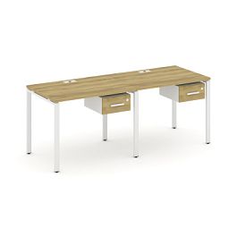 Concept Рабочая станция односторонняя с подвес. тумбами 2 места CN.ORS-109 W Дуб Винченцо/Белый Бриллиант/Металл Белый 1960*720*750 - Фото предпросмотра
