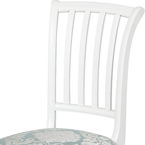 Стул деревянный с мягким сиденьем Бэль Белая эмаль/Бирюзовый жаккард - Вид 6