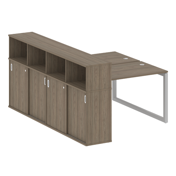 Metal System Quattro Р. ст. с шкафом-купе на О-образном м/к 50БО.РС-СШК-4.2 Т Вяз/Серый металл 1610*2332*1098 - Вид 1