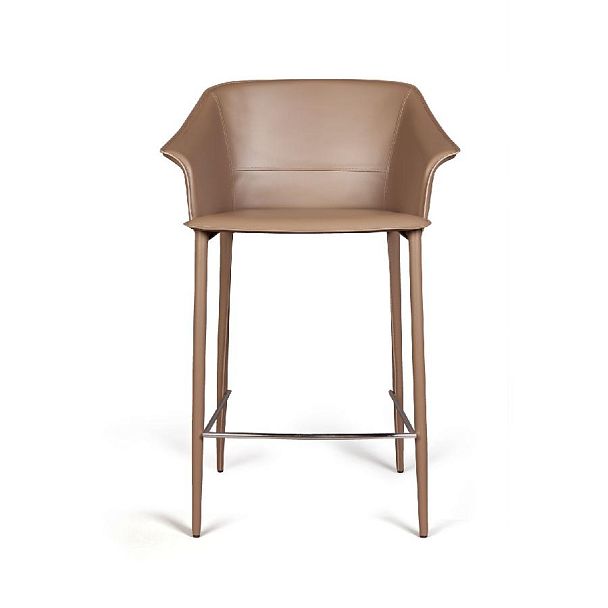 Стул полубарный GIO, кожа хаки-тауп - Вид 2
