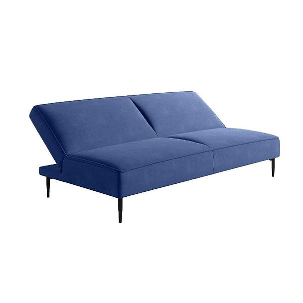 Este диван-кровать трехместный, прямой, без подлокотников, велюр синий Velutto 26 - Вид 3