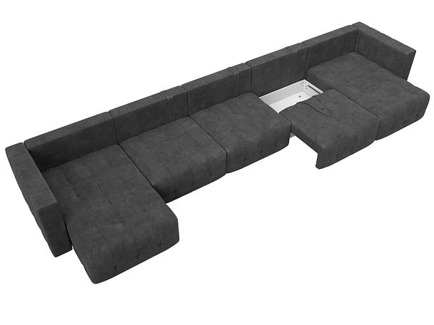 Диван П-образный Лига-052 НПБ МегаЛонг Велюр серый - Вид 7