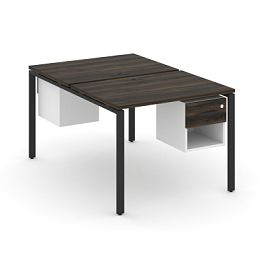 Concept Рабочая станция 2 сторонняя с подвесными тумбами на 2 места CN.DRS-117 W Дуб Мали/Белый Бриллиант/Металл Черный 980*1480*750 - Фото предпросмотра