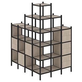 Loft Угловой внешний стеллаж наборный VR.L-56 Дуб аттик/Чёрный металл 1694*1278*2280 - Фото предпросмотра