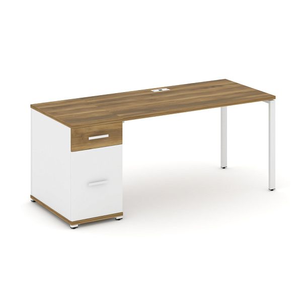 Concept Стол рабочий с 1 опорной тумбой CN.SP-407 W Сандал Янтарный/Белый Бриллиант/Металл Белый 1800*720*750 - Вид 1