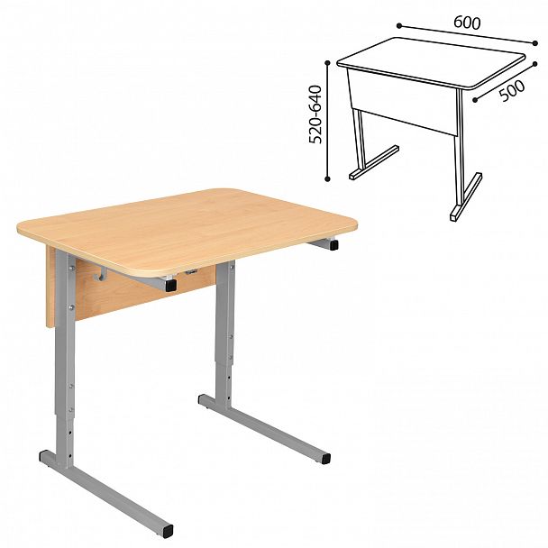 Стол-парта СУТ.54, 1-местный, регулируемый, серый каркас, ЛДСП клён, гр.2-4 - Вид 4