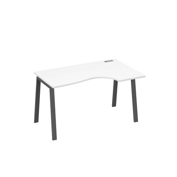 Стол эргономичный правый "Классика" на металлокаркасе TRE A4 А4 Б3 044 БП белый премиум / металлокаркас антрацит - Вид 1