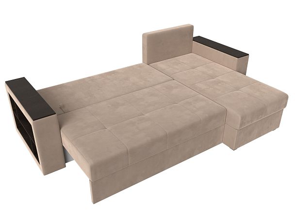 Диван угловой Дубай Лайт угол правый (полностью велюр бежевый) - Вид 9