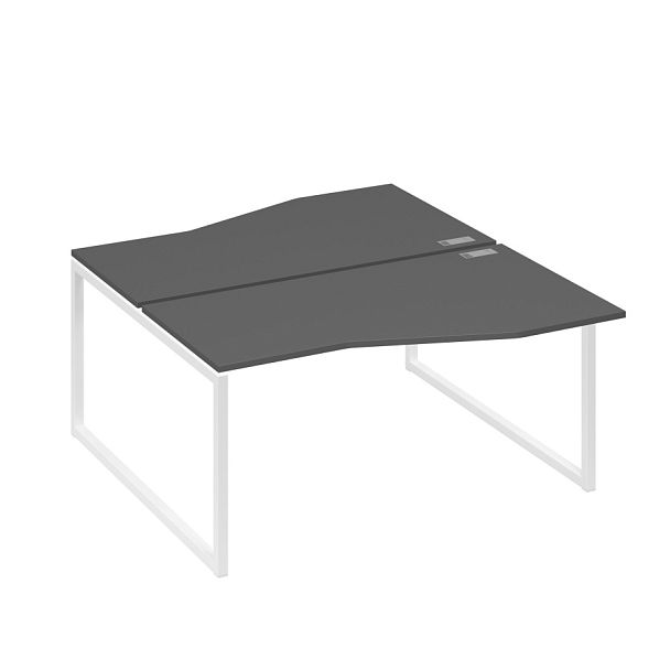 Станция каркас QUATTRO столы 2х160 Техно эргономичные A4 А4 Б4 191 БП антрацит премиум / металлокаркас белый - Вид 1