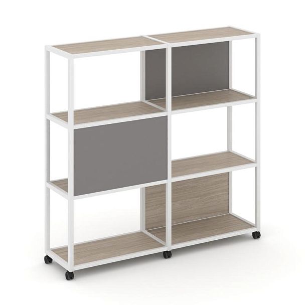 Shelf Mobile Стеллаж 4 уровня 2 секции VR.LT-STK-414.12 Дуб Аттик/Металл Белый/W-11 2370*400*1523 - Вид 1